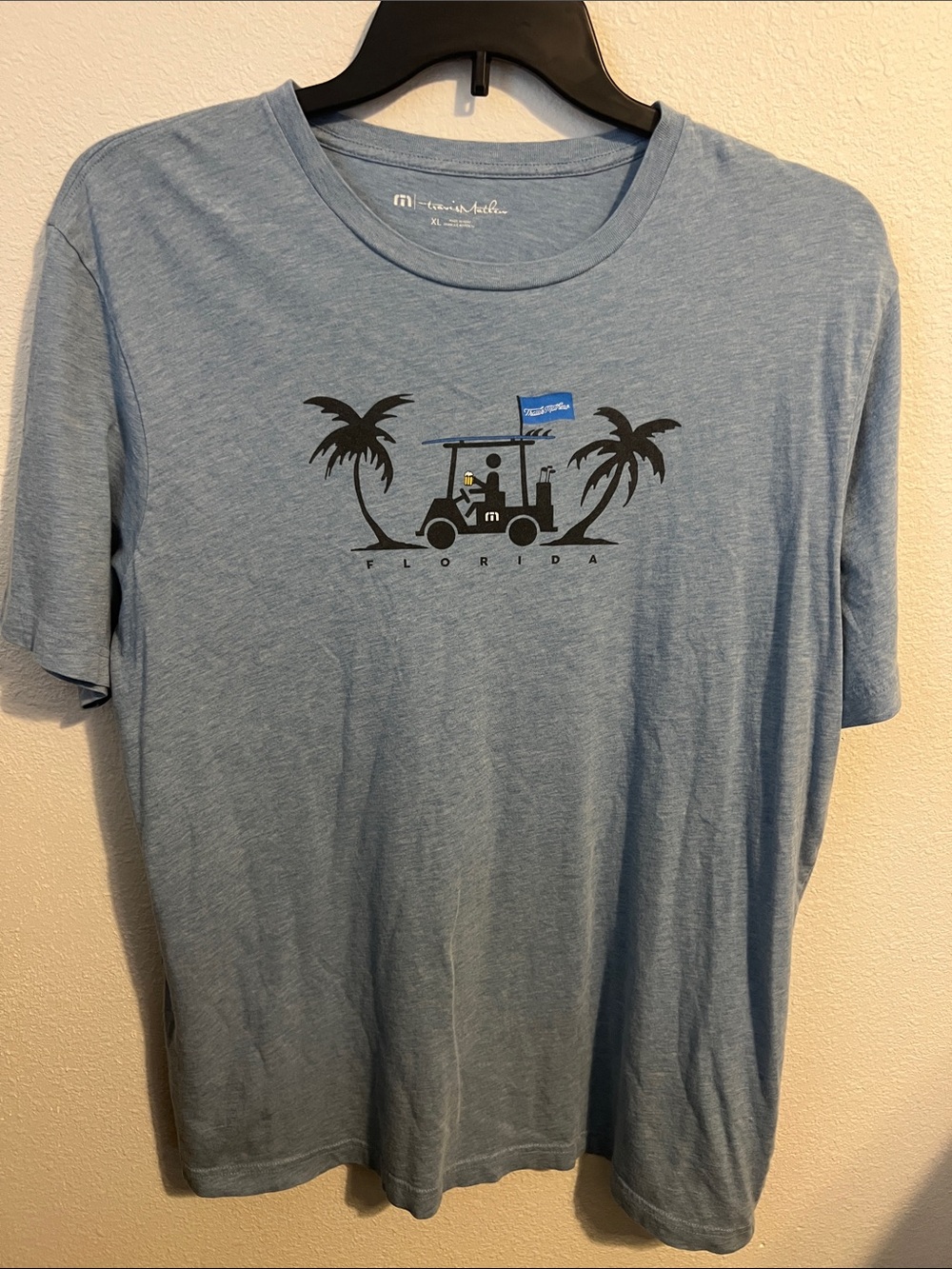 Travis Mathew Light Heather Blue Palm Golf Cart Tee